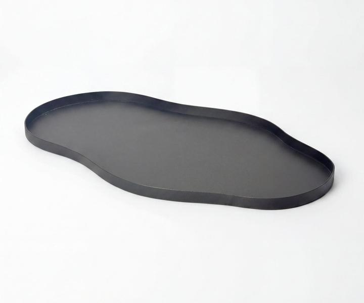 Actual product image FineBuy Dekotablett Metall 66cm Schwarz Dekoteller Tablett Organisch Tischdeko Standdeko