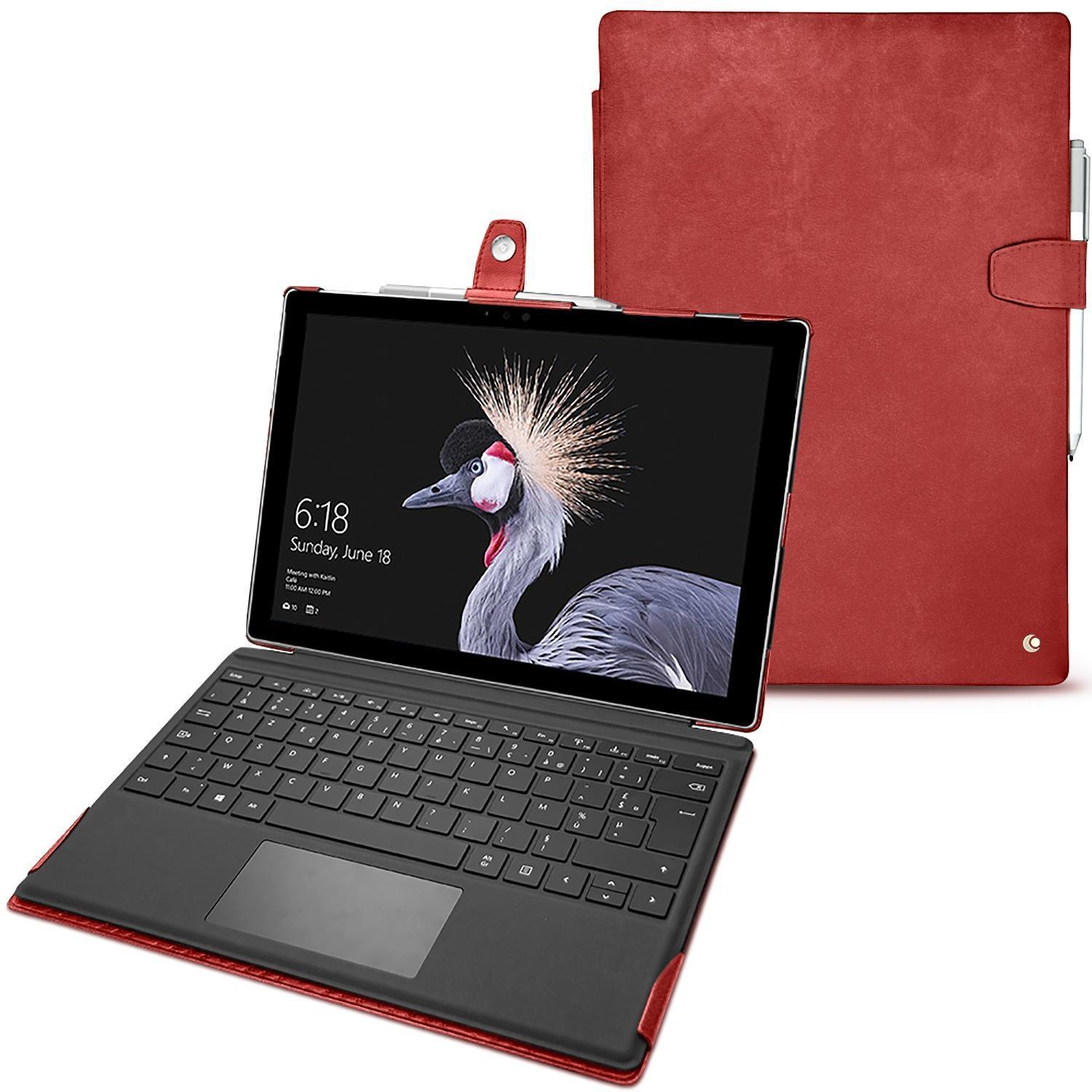 Noreve Lederschutzhülle (Surface Pro (2017)), Tablet Hülle, Rot