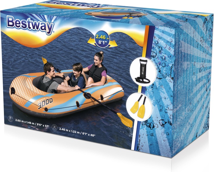 Immagine prodotto Bestway 8'1" x 48"/2.46m x 1.22m Set di zattere Kondor Elite 3000 (246 cm, 3 pers.)