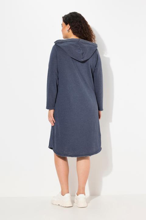 Image du produit Ulla Popken Robe en molleton à capuche, manches longues et décolleté en V, bords francs (60)