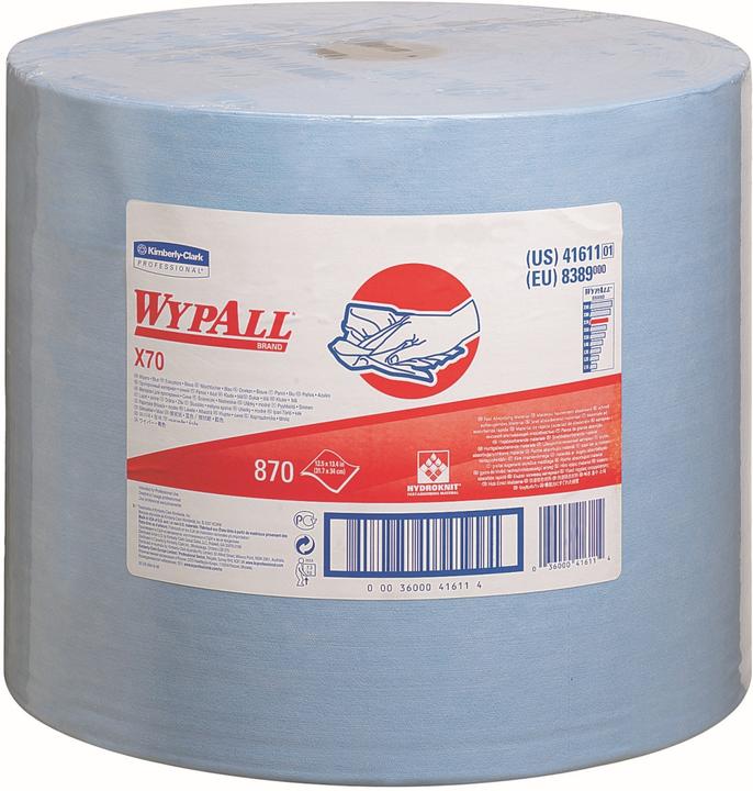 Wypall Wipe X70 Dimensions: 31.5 x 34 cm (W x L) Material: Hydroknit Colour: blue (1x)