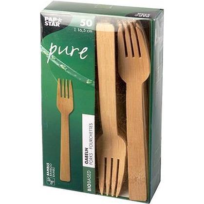 Papstar, Einweggeschirr, Bambus-Gabeln (50 x)