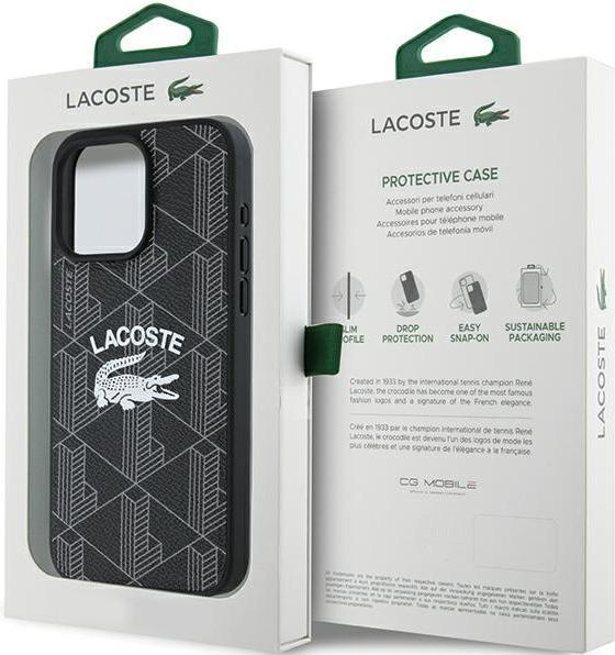 Actual product image Lacoste LCHMP15LPIGK iPhone 15 Pro 6.1" czarny/black hardcase Monogram Vintage Logo MagSafe (Apple iPhone 15 Pro)