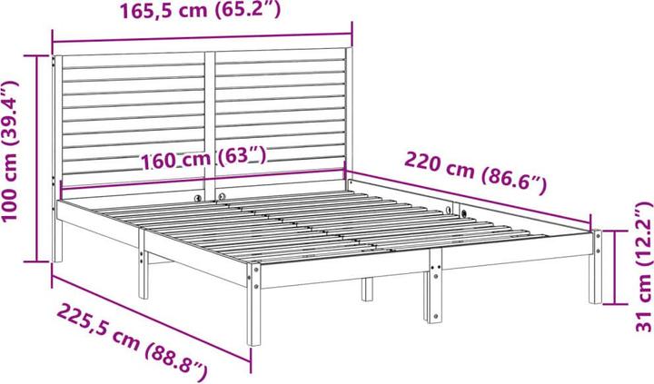 Produktbild vidaXL Bettrahmen (160 x 220 cm)
