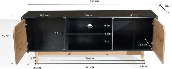 Produktbild Wohnling Schwarz (150 x 40 x 55 cm)