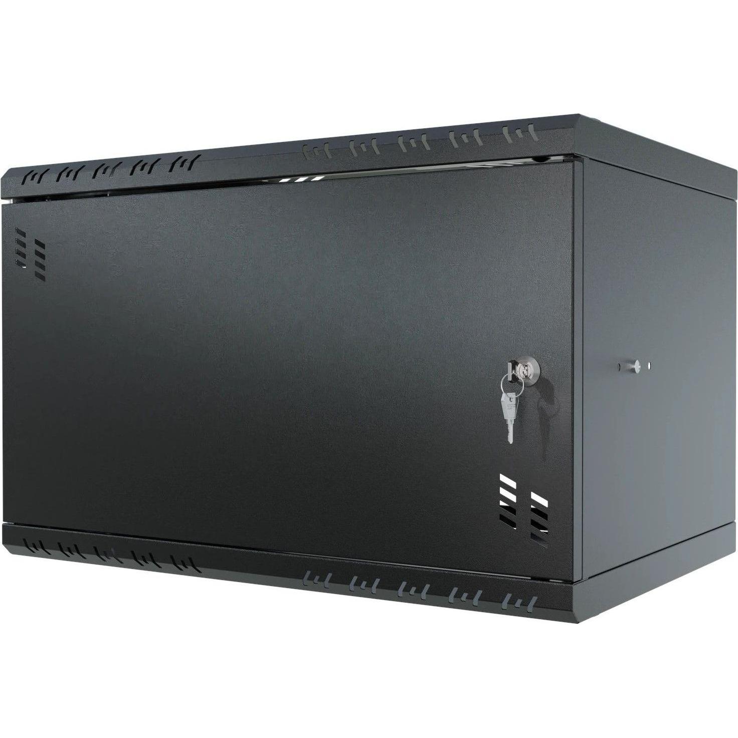 Stalflex Armadio rack 19" 6U, 350 mm, porta in metallo, nero S-RC19-6U-350MB (Rack da 19 pollici), Armadio rack, Nero