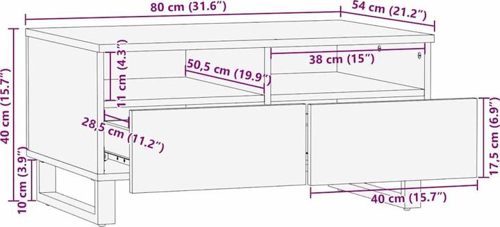 Actual product image VidaXL Couchtisch (80 x 54 x 40 cm)
