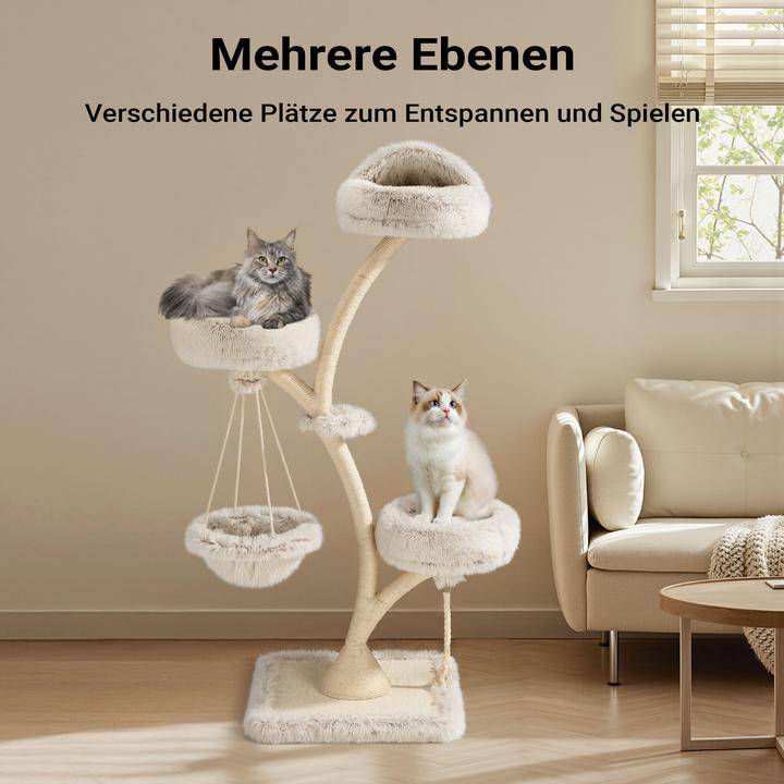 Produktbild Wiltec Fudajo Designer Kratzbaum Hängeliege Katzenkratzbaum Katzenbaum Katzenmöbel (169 cm, Creme)