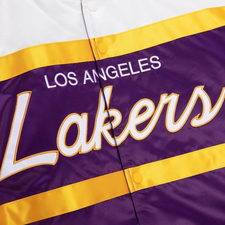 Actual product image Mitchell & Ness M&N Heavyweight Satin Jacket - SCRIPT Los Angeles Lakers - L (L)