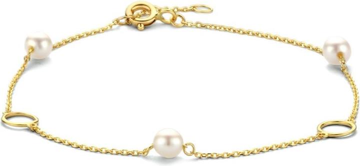 Immagine prodotto Marie Celeste Armband Perlen und Kreise 16,5 - 17,5 - 18,5 cm - 5,5 mm - Gold (18.50 cm, Oro giallo 14 carati)