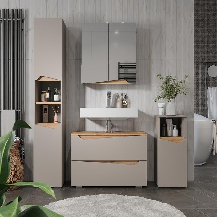 Produktbild Vichy Spiegelschrank Marelle, Greige/Artisan-Eiche, 60 x 67 cm mit höhenverstellbarem Einlegeboden