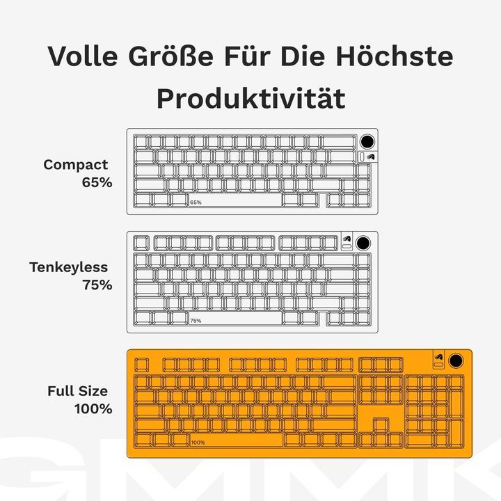 Actual product image Glorious GMMK 3 HE 100 % Custom Gaming Keyboard - Pre-Built, ISO (DE), Fox HE Switches, black (DE, Cable)