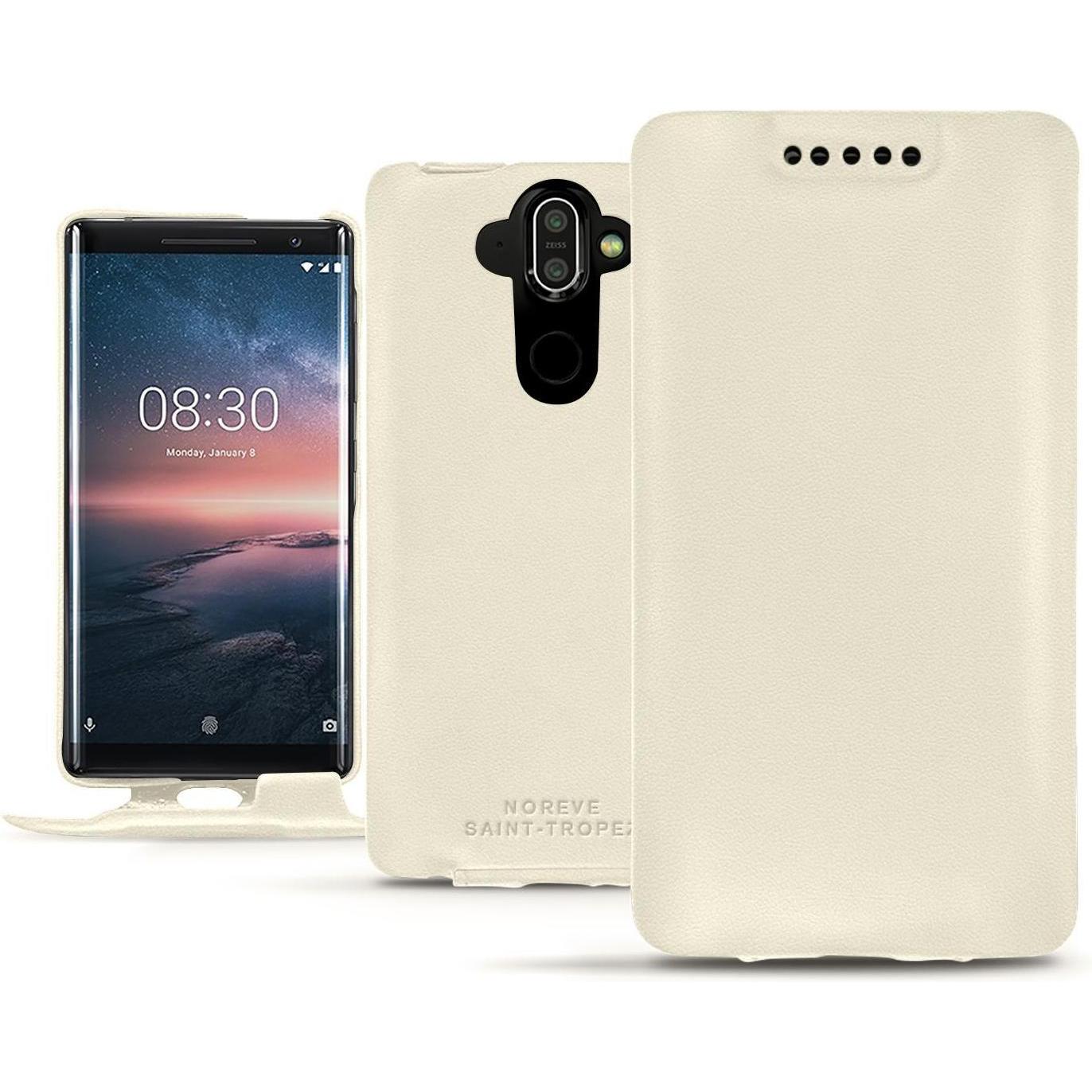 Noreve Lederschutzhülle vertikal (Nokia 8 Sirocco), Smartphone Hülle, Weiss