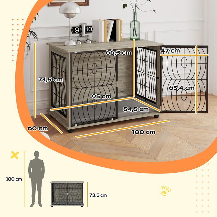 Actual product image PawHut Hundekäfig Spanplatte, Stahl Grau (Dog house)