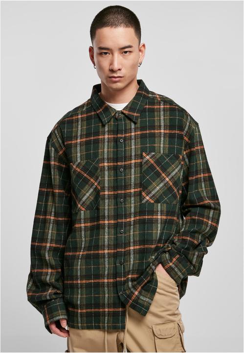 Produktbild Urban Classics Boxy Fane Check Shirt bottlegreen/orange S (S)
