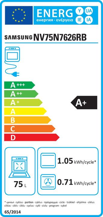 Energie-Label Samsung Piekarnik NV75N7626RB
