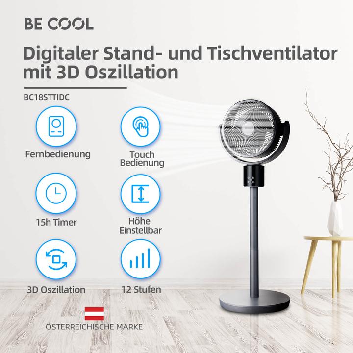 Produktbild Be Cool BC18STTIDC Ventilator 2 in 1 Stand- und Tischventilator (58 dB)