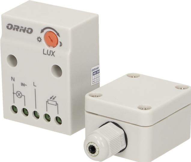 Actual product image Orno CR- 232 Twilight switch outdoor with external probe in housing, IP65, light intensity LUX adjustment