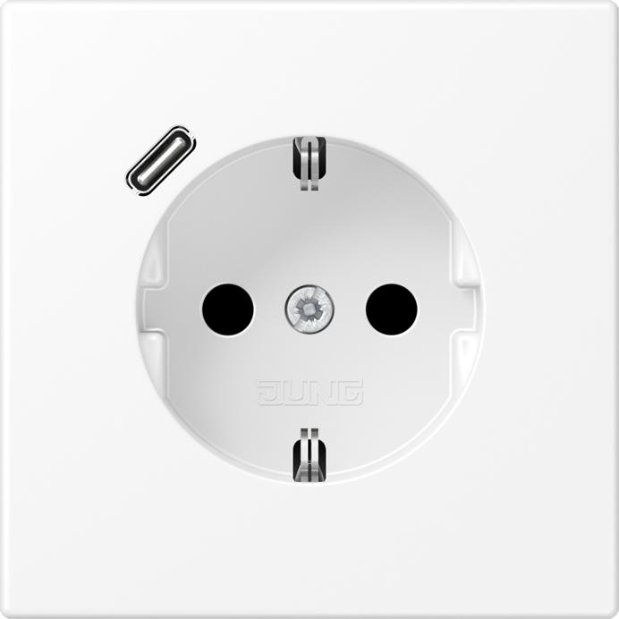 Actual product image JUNG LS1520-18CWWM w.USB type C socket outlet SCHUKO