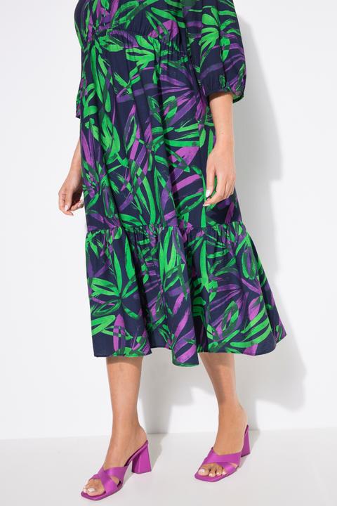 Actual product image Ulla Popken Contrast Color 3/4 Sleeve A-Line Dress (60)