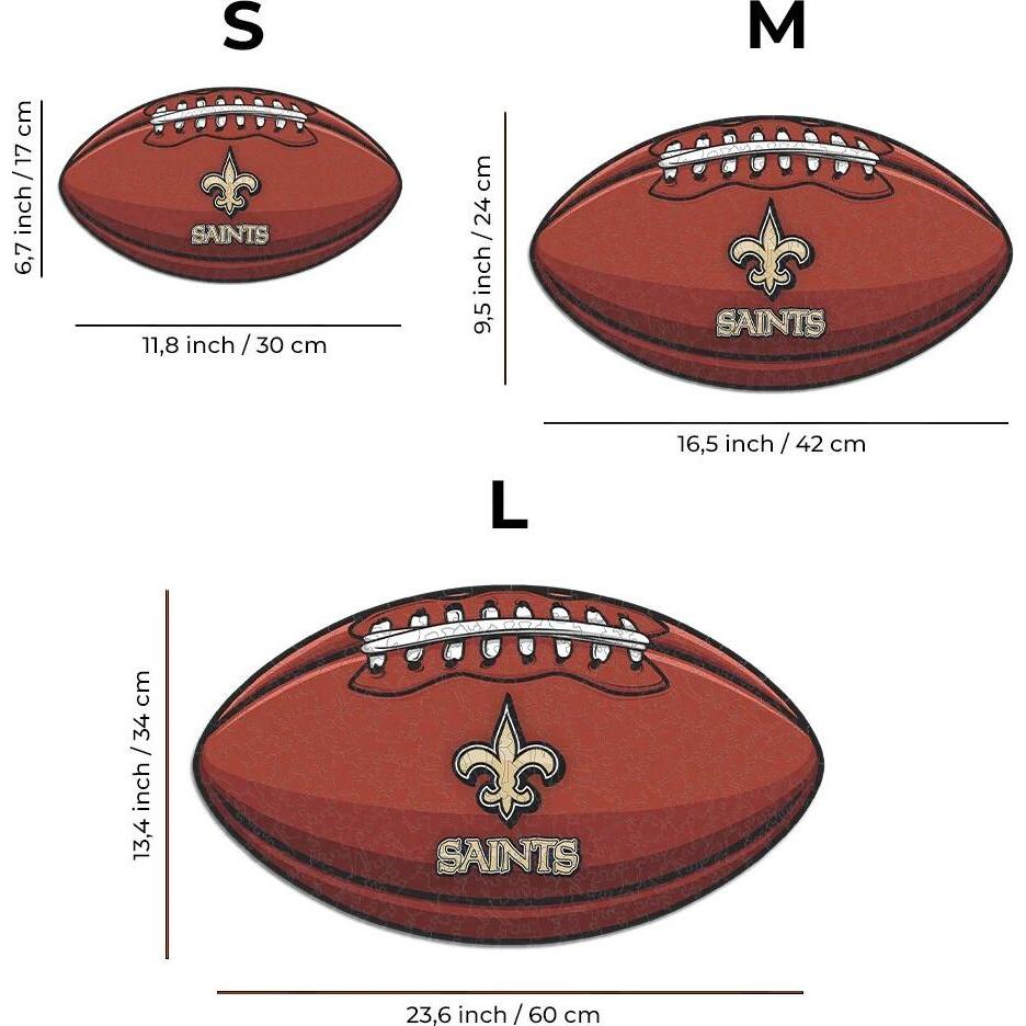 Thumbnail - Iconic NFL - New Orleans Saints – Football mit Logo - Holz Puzzle Grösse S (150 Teile) (150 Teile)