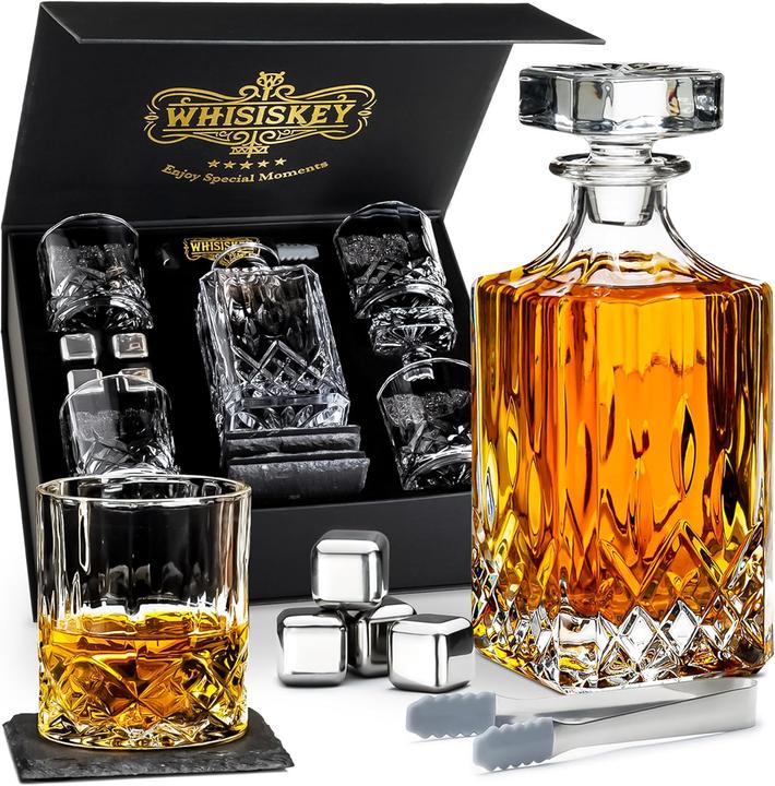 Whisiskey Whiskey Karaffe Geschenkset mit Gläser & Steinen (0.70 l)