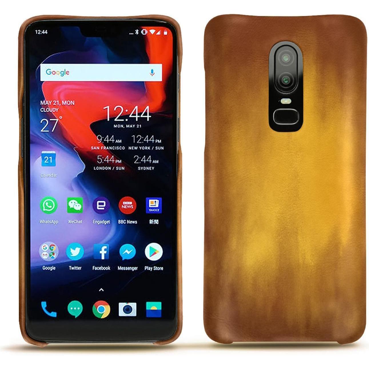 Noreve Lederschutzhülle (OnePlus 6), Smartphone Hülle, Gold