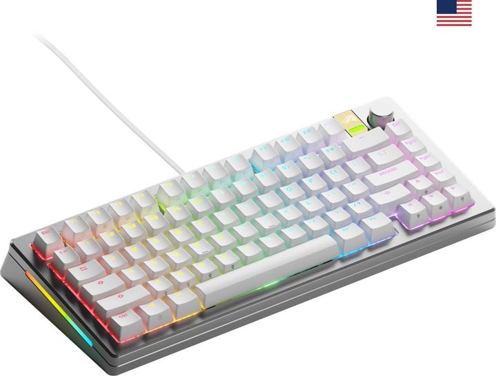 Actual product image Glorious GMMK 3 Pro HE 75 % Custom Gaming Keyboard - Pre-Built, ANSI (US), Fox HE Switches, silver (US, Cable)