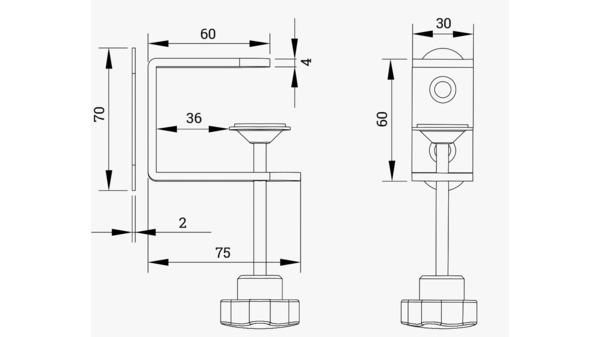 Produktbild OK-Line Schallschutzpanel-Tischklemmen Side