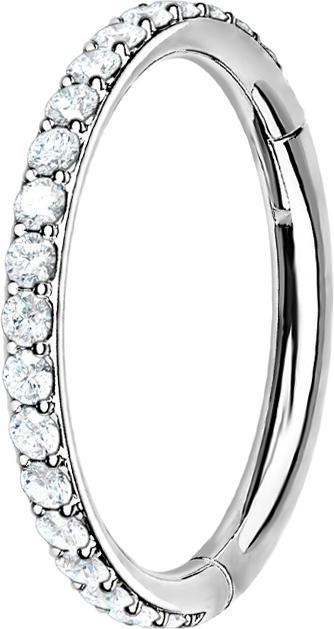 Actual product image Star Piercing Micro segment ring hinged silver side crystals silver (without brass, Surgical steel 316L)