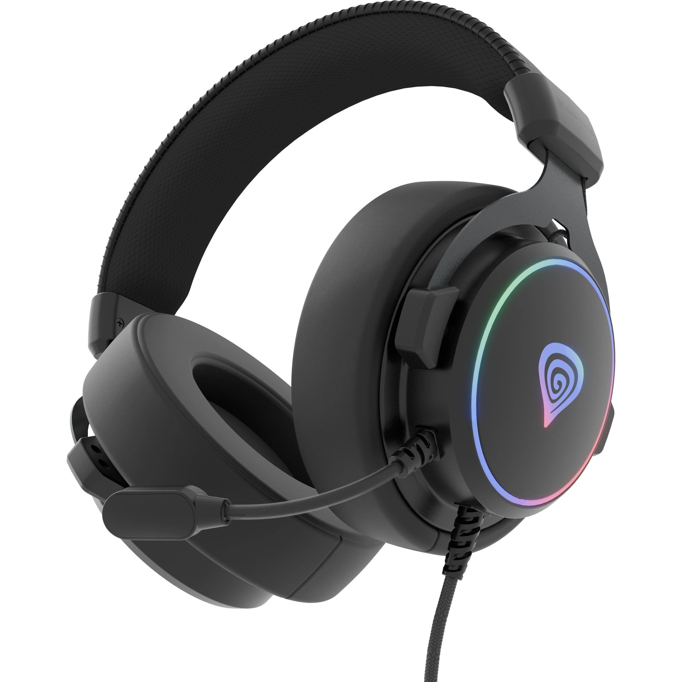 Genesis AURICULARES GAMING 7.1 USB NEON 764 RGB NEGRO (Kabelgebunden), Gaming Headset, Schwarz