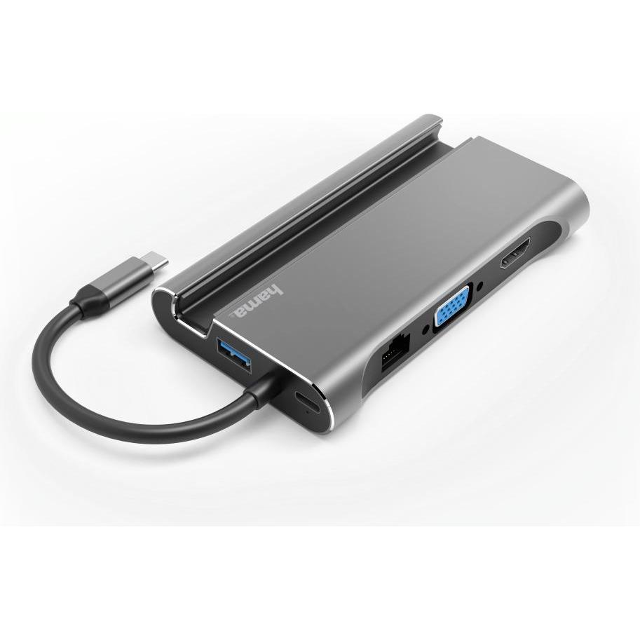 Thumbnail - Hama 135764 (Thunderbolt, USB-C, USB-A, 7 Ports), Dockingstation + USB Hub, Grau
