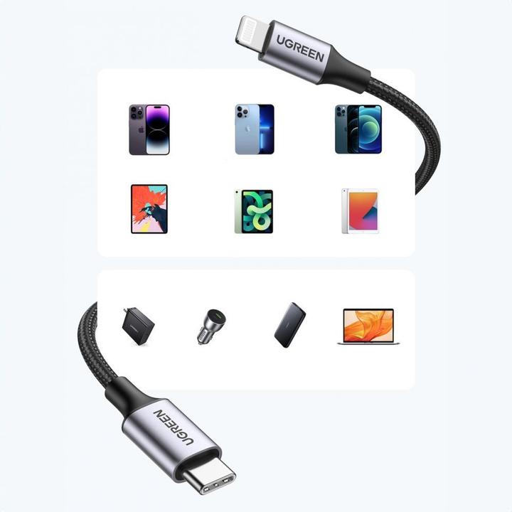 Actual product image Ugreen USB C – Lightning (1 m, USB 2.0)