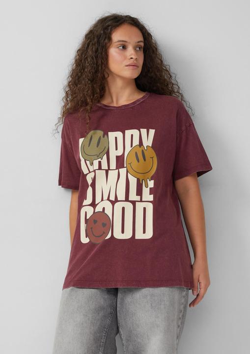 Produktbild S.Oliver T-Shirt Baumwollshirt mit Frontprint und überschnittener Schulter (52)