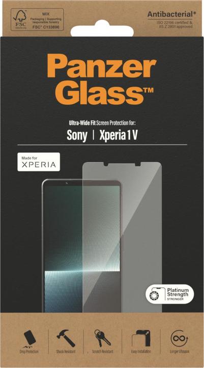 Immagine prodotto PanzerGlass Sony Xperia 1V UltraWide, resistenza Paltinum, antibact.l (1 pz., Sony Xperia 1 V)