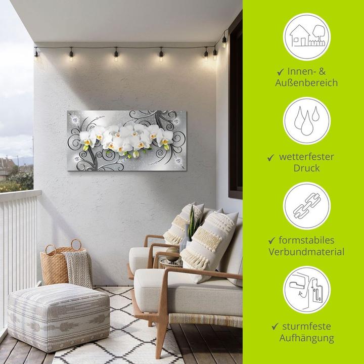 Produktbild Artland weisse Orchideen auf Ornamenten U1QV (100 x 50 cm)