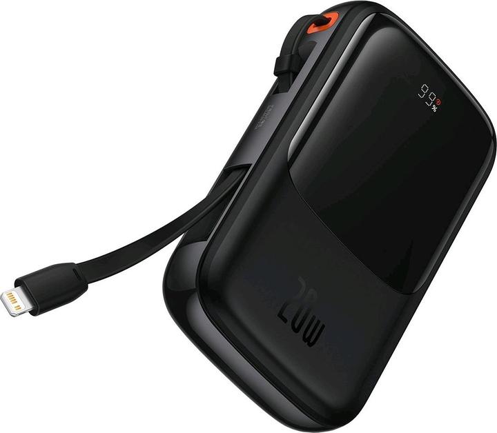 Image du produit Baseus Qpow power supply 10000mAh built-in Lightning 20W fast charging cable SCP AFC FCP black (PPQD020001) (10000 mAh, 20 W, 37 Wh)