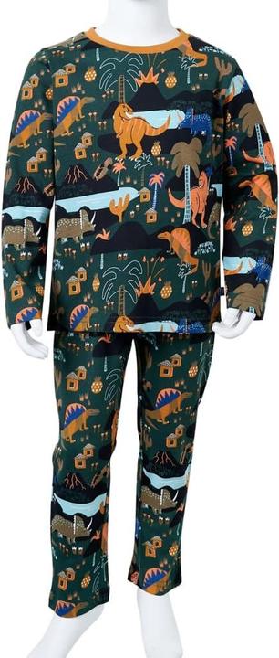 Produktbild vidaXL Kinderpyjama mit Langen Ärmeln Dunkelgrün 128,Material (128)