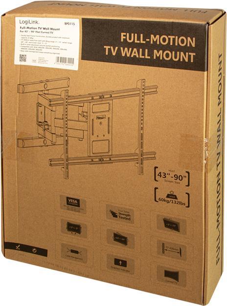 Produktbild LogiLink TV-Wandhalterung, 4390", neigbar, schwenkbar, 60 kg max. (Wand, 60 kg, 43" - 90")