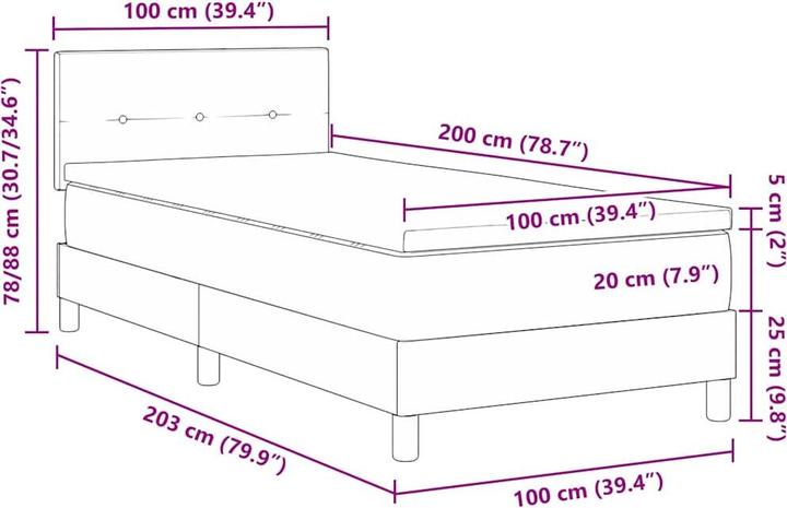 Actual product image VidaXL Box spring bed (100 x 200 cm)