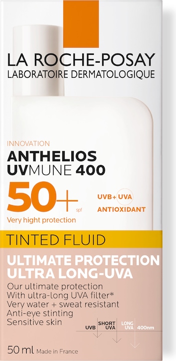La Roche Posay Anthelios Invisible Fluid Getönt (Sonnencreme Gesicht, SPF 50+, 50 ml, 75 g)