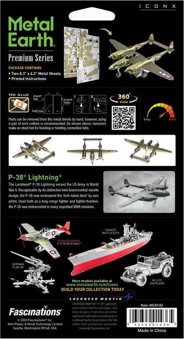 Actual product image Metal Earth ICONX - Lockheed P-38 Light