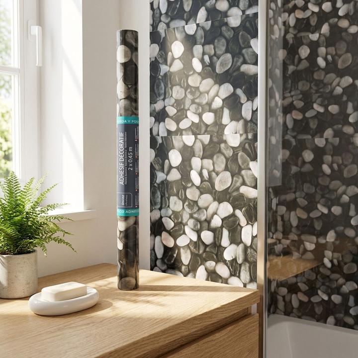 Produktbild Douceur D'intérieur 2er-Set Moderne Klebefolie mit Kieselsteinmuster, dunkelgrau – selbstklebend, 45cmx200cm (200 x 45 cm)