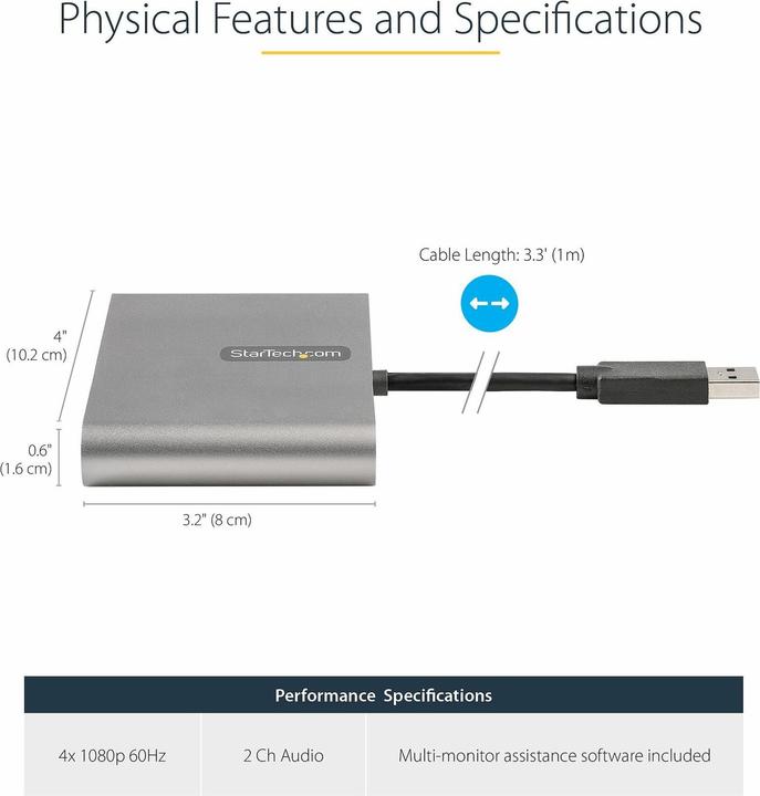 Actual product image StarTech USB 3.0 to (USB-A, 10.10 cm)