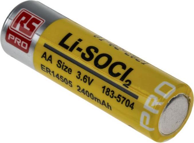Immagine prodotto RS PRO Batteria AA, litio cloruro di tionile, 3,6V / 2,4Ah standard (1 pz., AA, 2400 mAh)