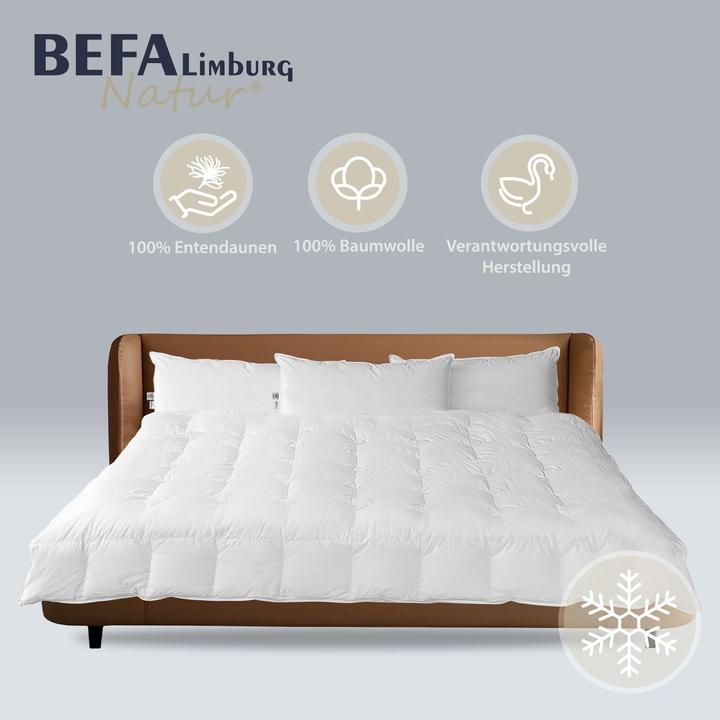 Produktbild BEFA Limburg Natur Daunendecke, 100% reine Daunen, Winter (810 g, 135 x 200 cm)