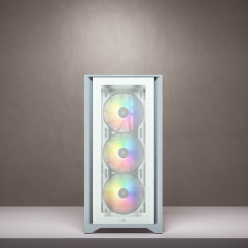 Actual product image Corsair iCUE 4000X RGB Mid-Tower White tempered glass case (ATX, mATX, Mini-ITX, E-ATX)