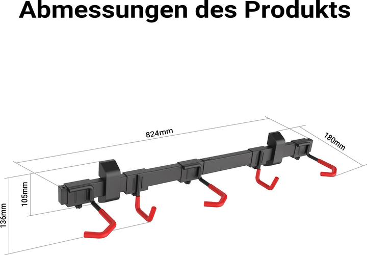 Actual product image Wiltec Bicycle wall mount 3 bikes 82.4x18x13.6cm 150kg Bicycle mount