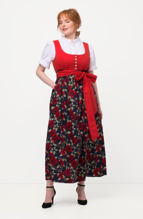 Produktbild Ulla Popken Dirndl, Blüten, Bindeband, Carree-Ausschnitt, ärmellos (50)