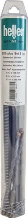 Heller Jeu d'outils à emmancher SDS-plus 6 pièces avec foret pointu/plat/spat+ SDS
